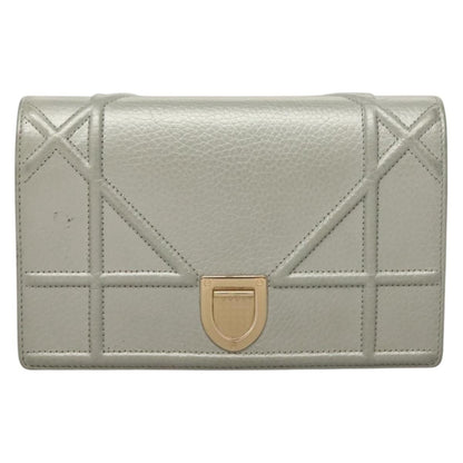 Christian Dior Diorama Wallet on Chain Leather, SILVER, LEATHER, Wallets