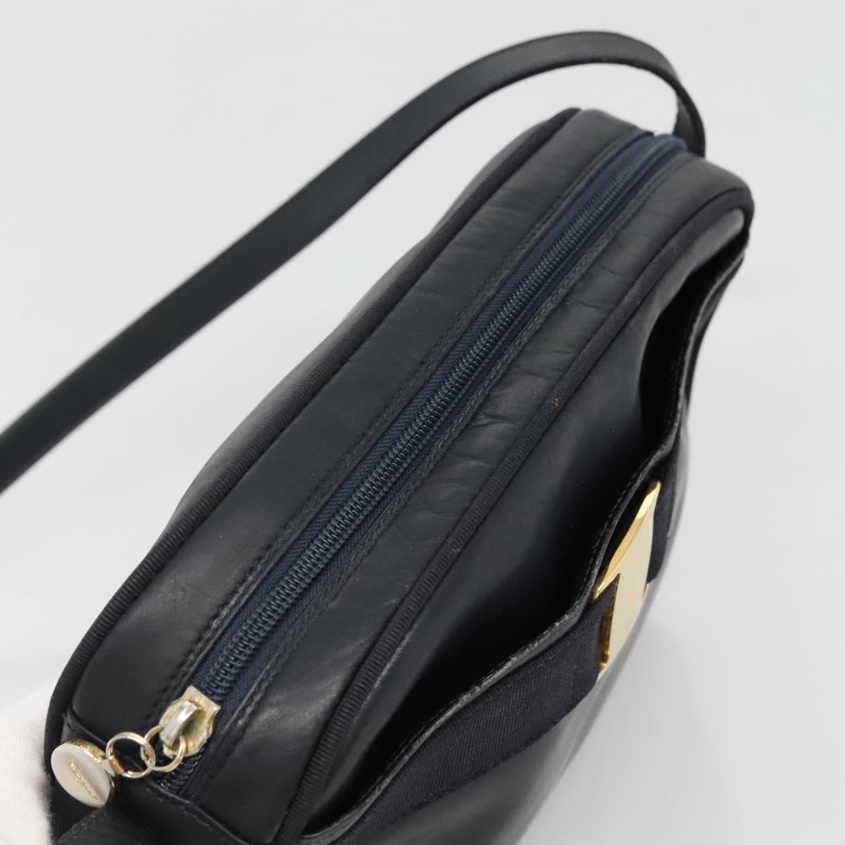 Salvatore Ferragamo Vala Shoulder Bag Leather, NAVY, LEATHER, Shoulder bag