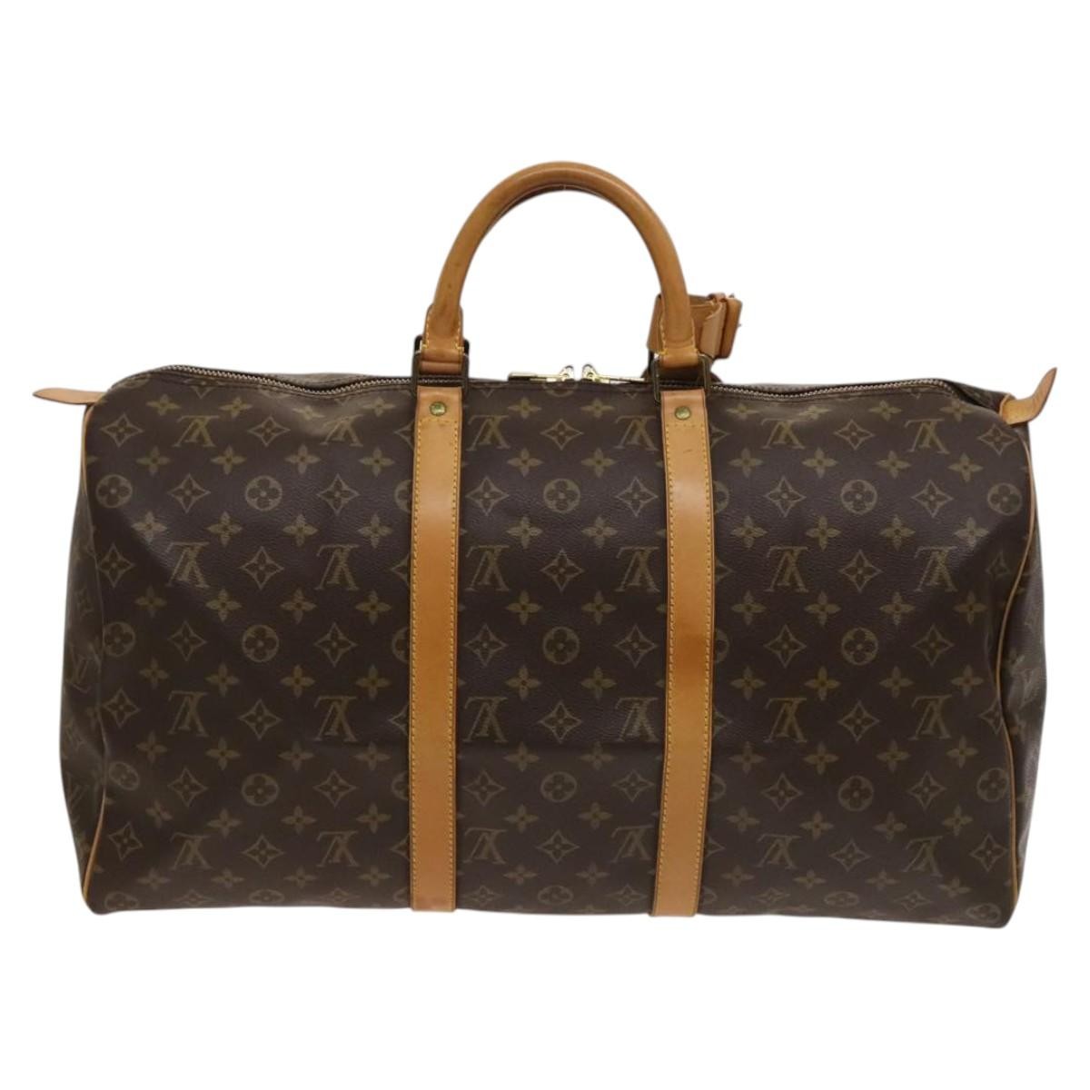 Louis Vuitton Keepall Bag Monogram Canvas, BROWN, CANVAS, Travel bag