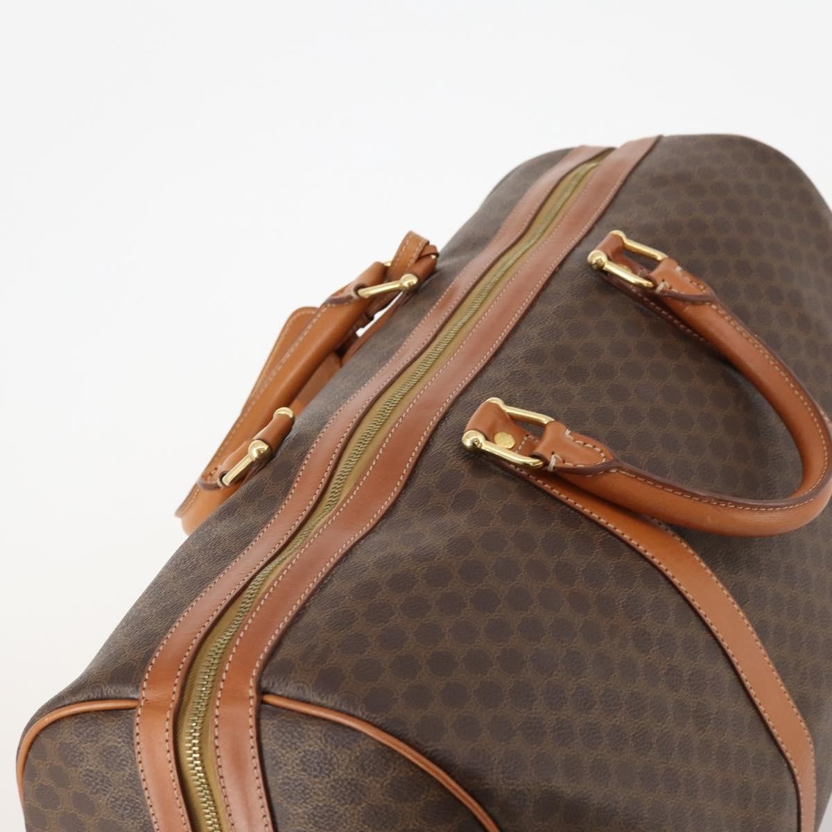 Celine Vintage Duffle Bag Canvas and Leather, Brown, Canvas, Travel Bag