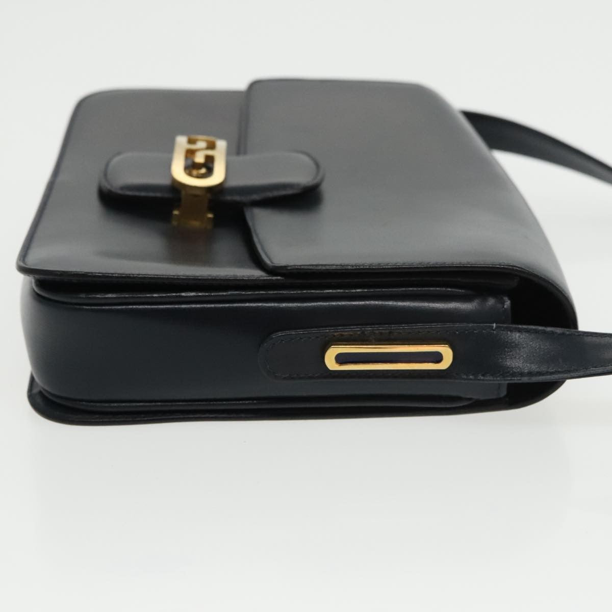 Gucci Vintage Shoulder Bag Leather, NAVY, LEATHER, Shoulder bag