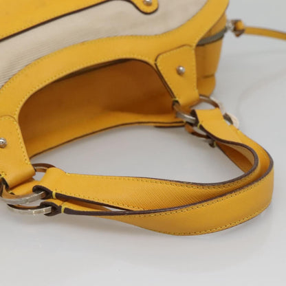 Salvatore Ferragamo Gancini handbag Canvas and Leather, YELLOW, CANVAS, Handbag