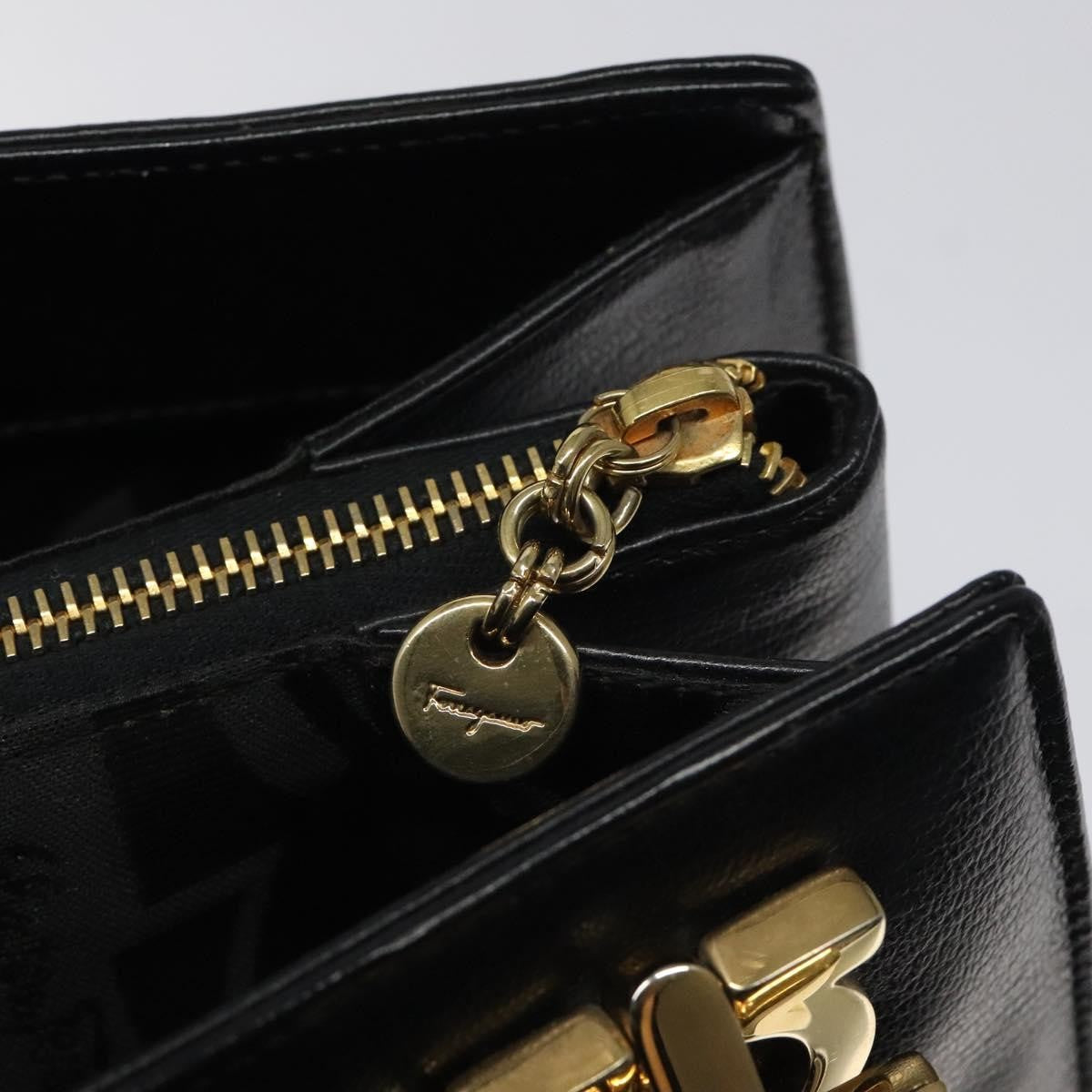 Salvatore Ferragamo Gancini Shoulder Bag Leather, BLACK, LEATHER, Shoulder bag