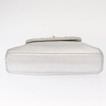 Chanel Mademoiselle Lock Accordion Flap Bag Quilted Lambskin, SILVER, LEATHER, Shoulder bag