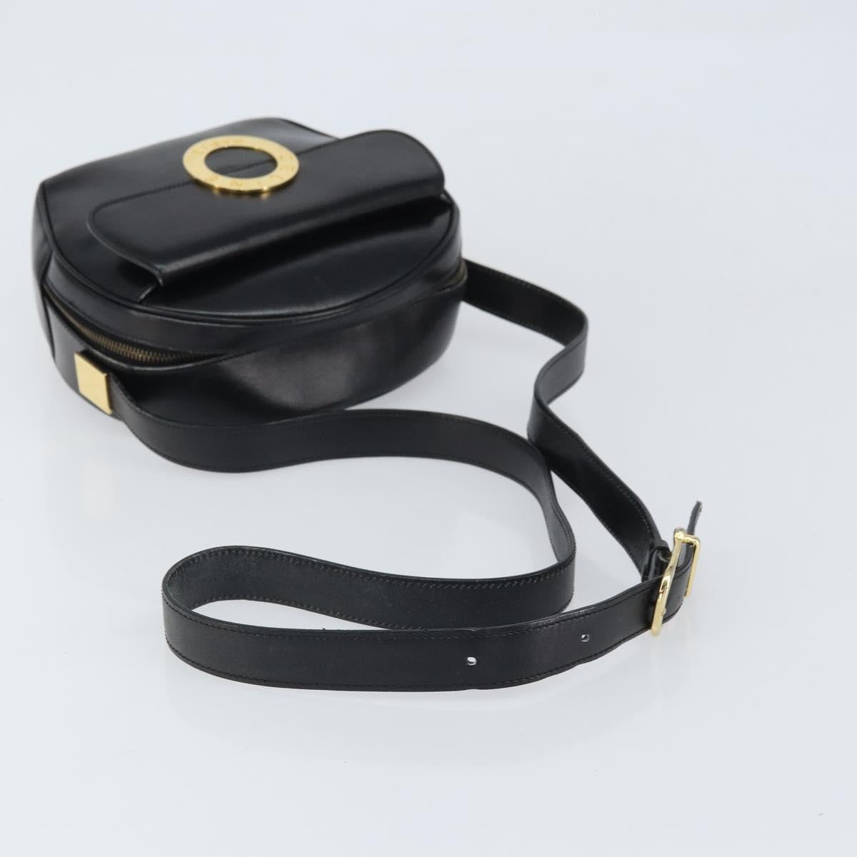 Celine Circle Logo Shoulder Bag Leather, Black, Leather, Shoulder Bag