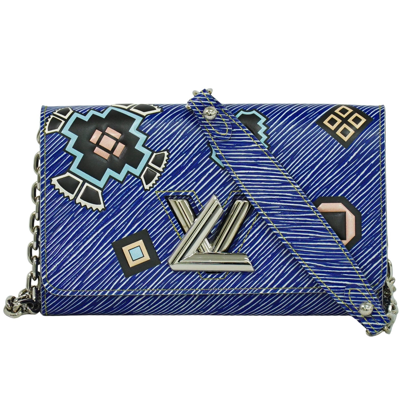 Louis Vuitton Twist Chain Wallet Epi Leather, BLUE, DENIM_JEANS, Shoulder bag
