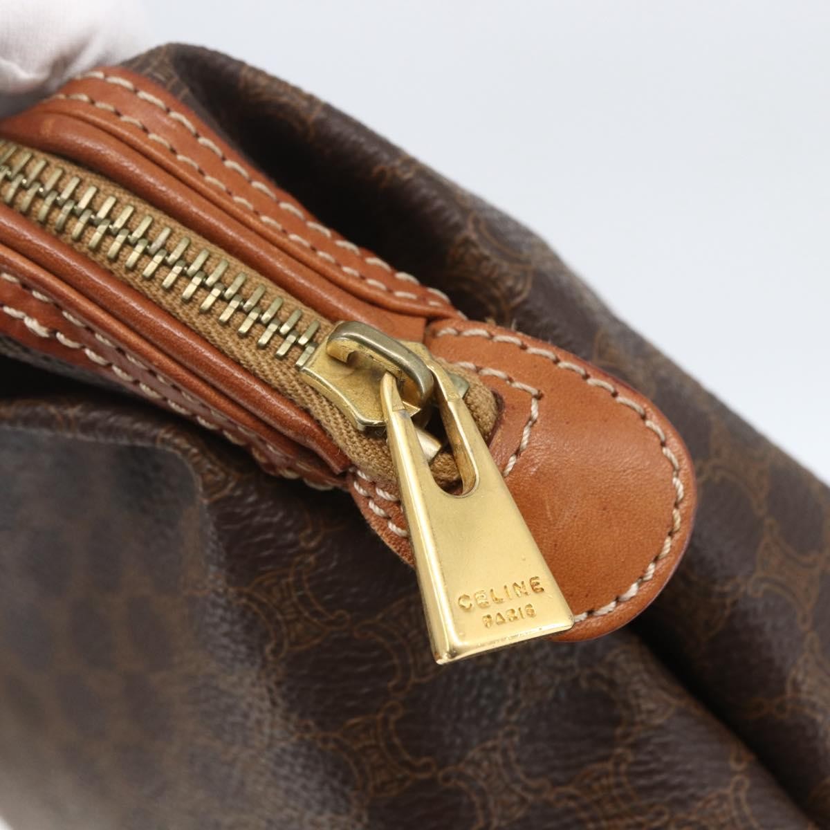 Celine Vintage Toiletry Pouch Macadam Coated Canvas, BROWN, CANVAS, Clutche & pouche