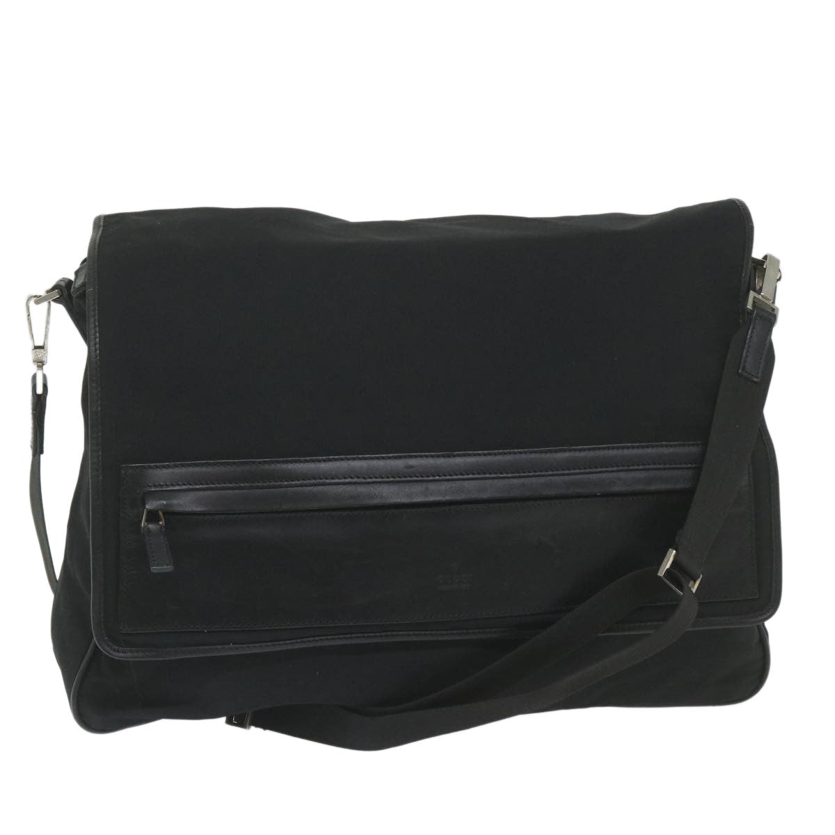 Gucci Vintage Flap Crossbody Bag Nylon, Black, Nylon, Shoulder Bag