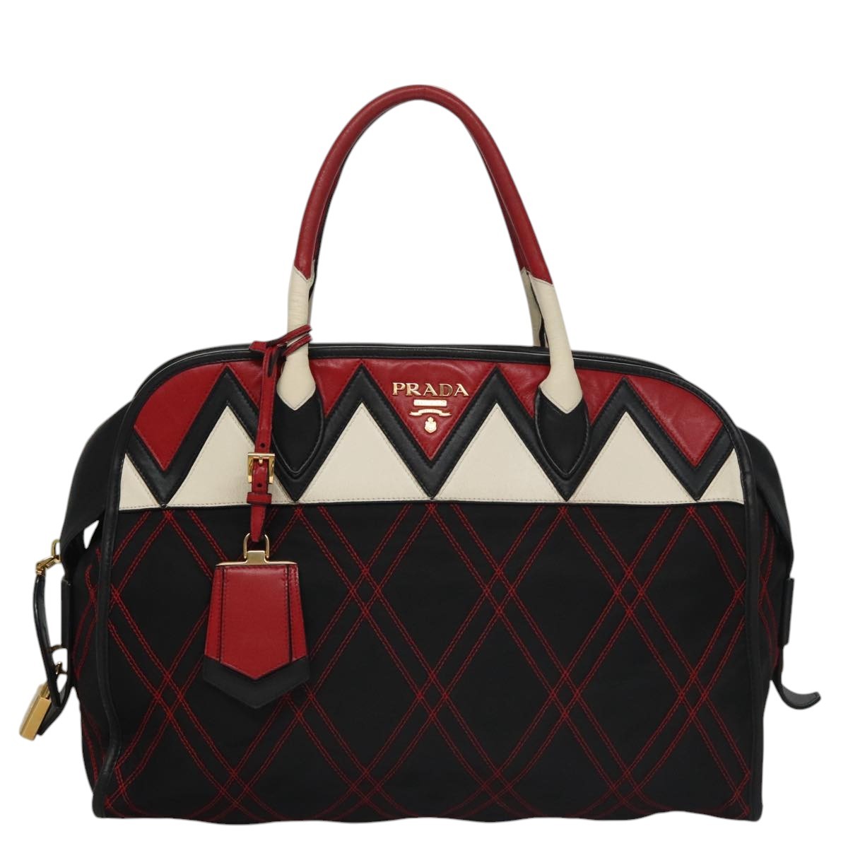 Prada Convertible Boston Bag Vitello Shine, MULTICOLOUR, NYLON, Handbag