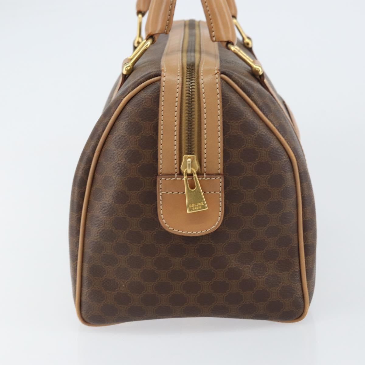 Celine Vintage Macadam Boston bag Canvas, BROWN, CANVAS, Travel bag