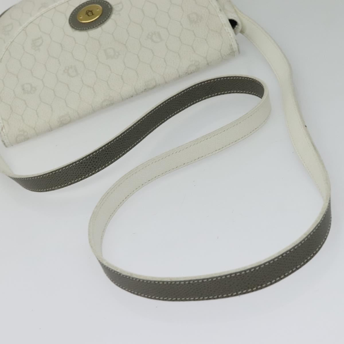 Christian Dior Vintage Honeycomb Flap Crossbody Bag Coated Canvas, WHITE, CANVAS, Crossbody bag