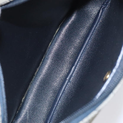 Christian Dior Vintage Honeycomb Shoulder Bag Canvas and Leather, NAVY, CANVAS, Shoulder bag