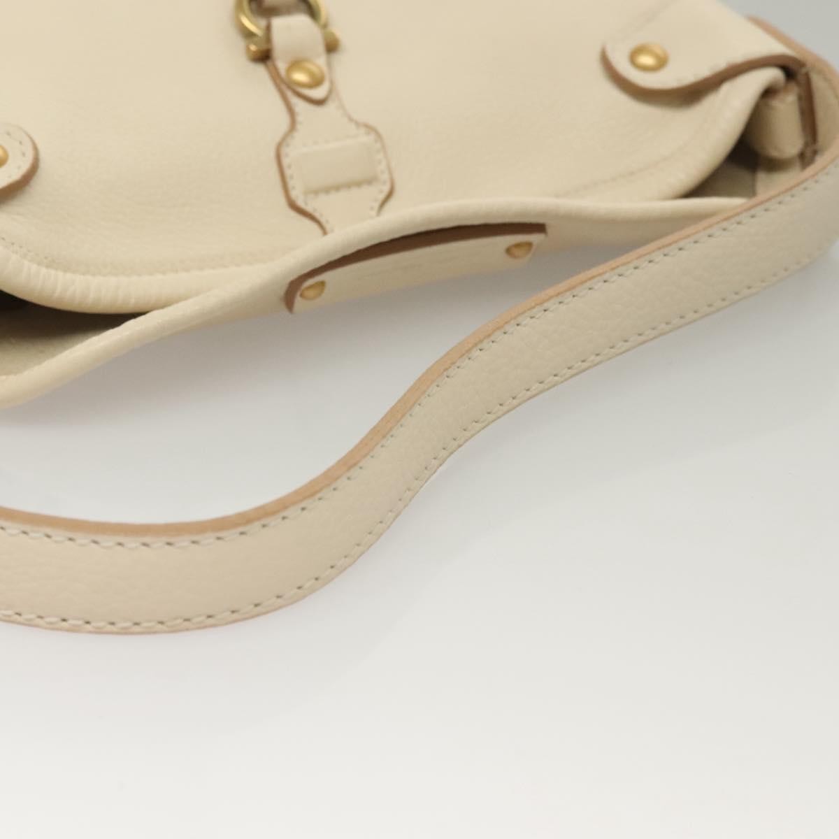Salvatore Ferragamo Gancini handbag Leather, WHITE, LEATHER, Handbag