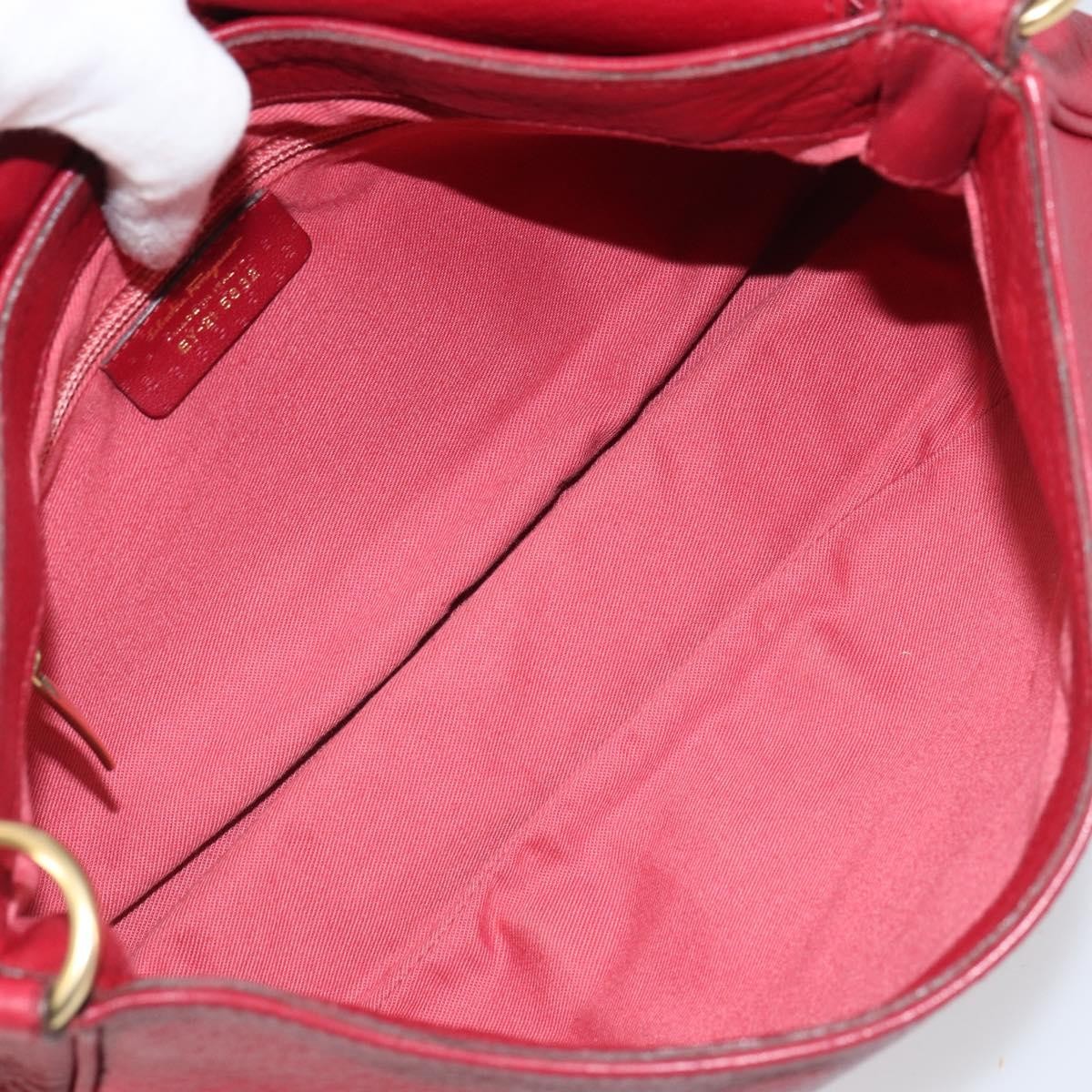 Salvatore Ferragamo Gancini Shoulder Bag Leather, RED, LEATHER, Shoulder bag
