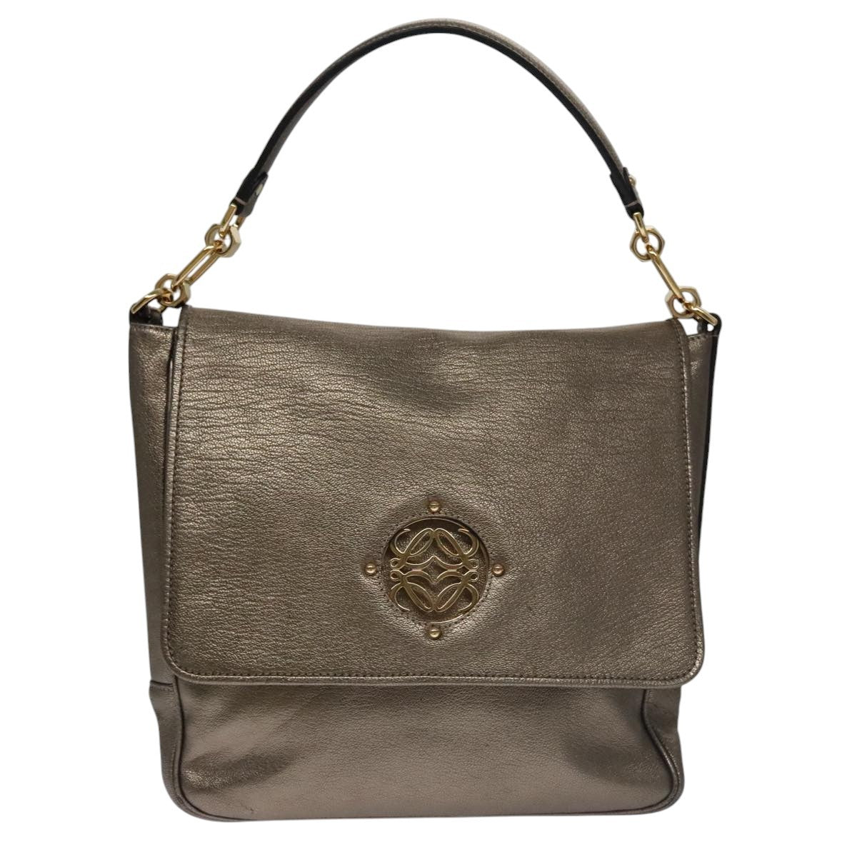 Loewe Anagram handbag Leather, METALLIC, LEATHER, Handbag