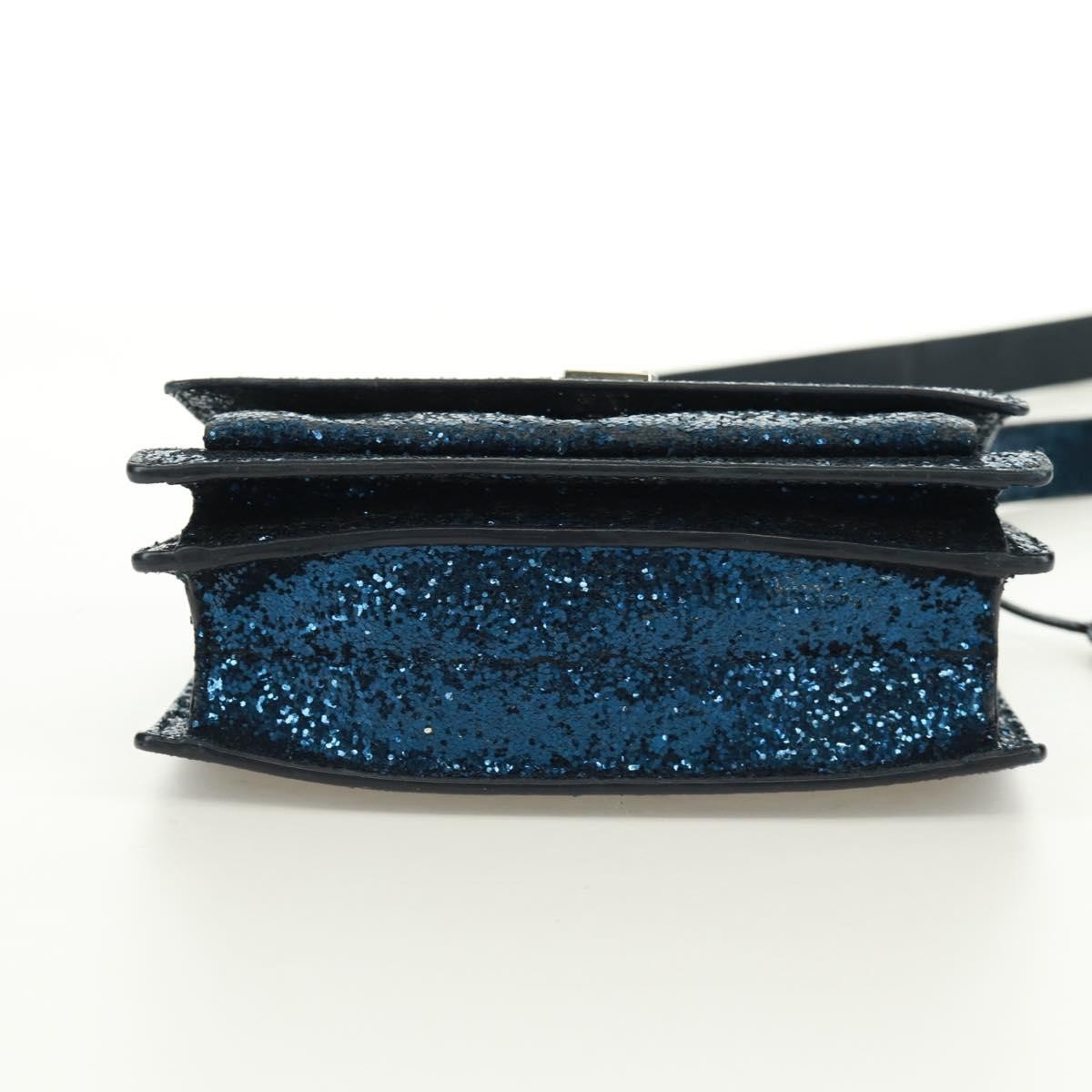 Saint Laurent Sunset Satchel Glitter, BLUE, LEATHER, Shoulder bag