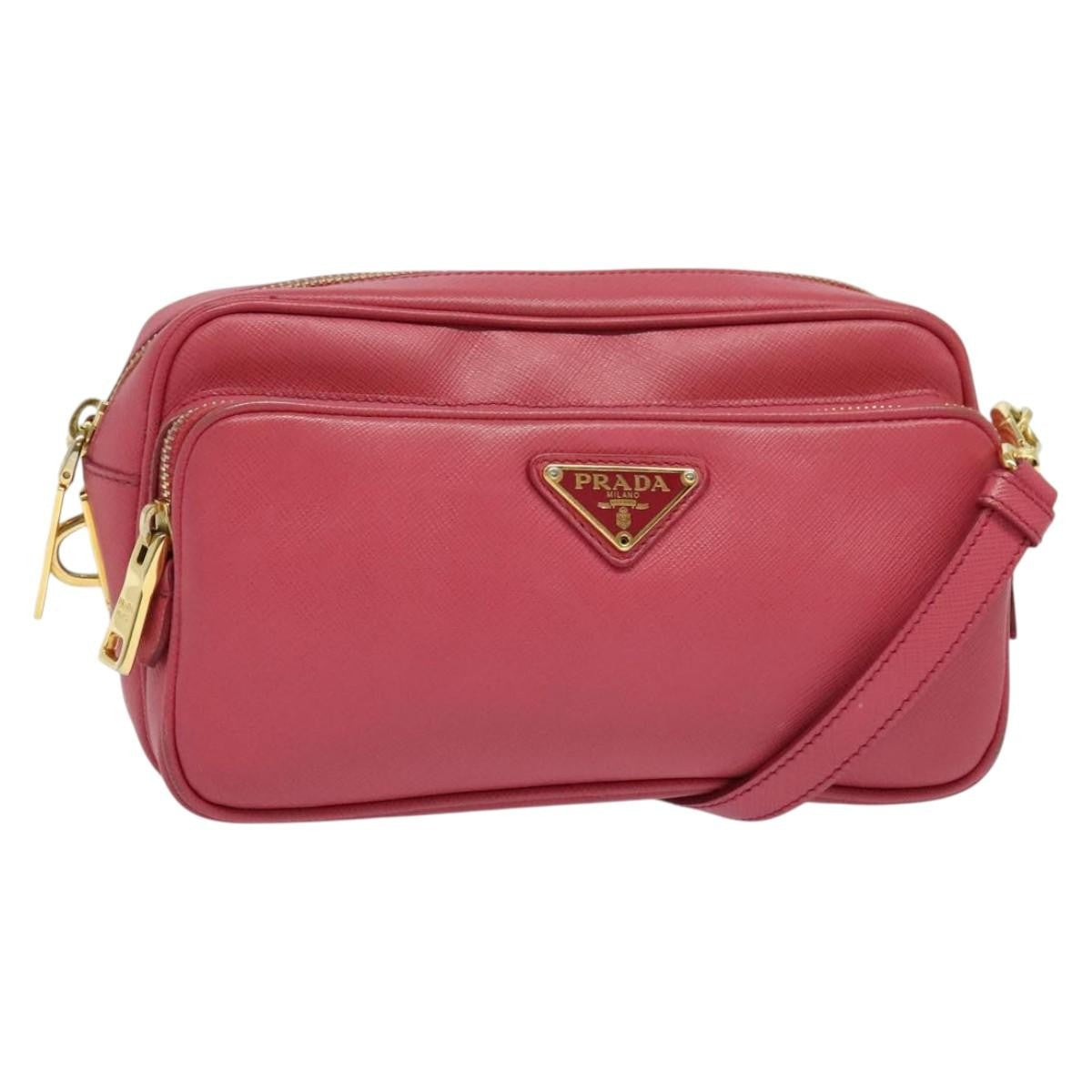 Prada Front Pocket Crossbody Bag Saffiano Leather, PINK, LEATHER, Shoulder bag