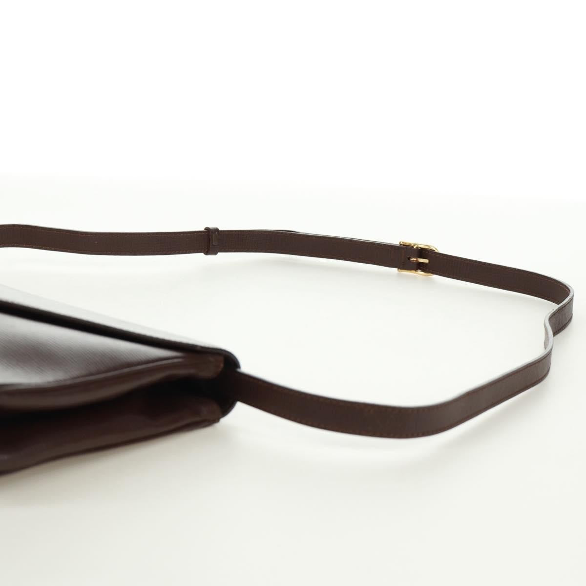 Celine Circle Logo Shoulder Bag Leather, BROWN, LEATHER, Shoulder bag