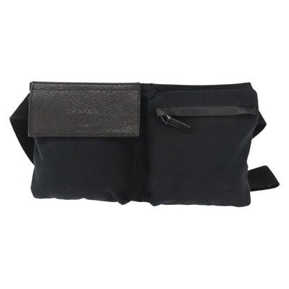 Gucci Vintage Double Belt Bag GG Canvas with Leather, BLACK, CANVAS, Shoulder bag