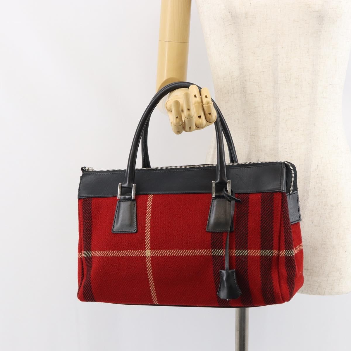 Burberry Nova Check Handbag Wool, RED, WOOL, Handbag