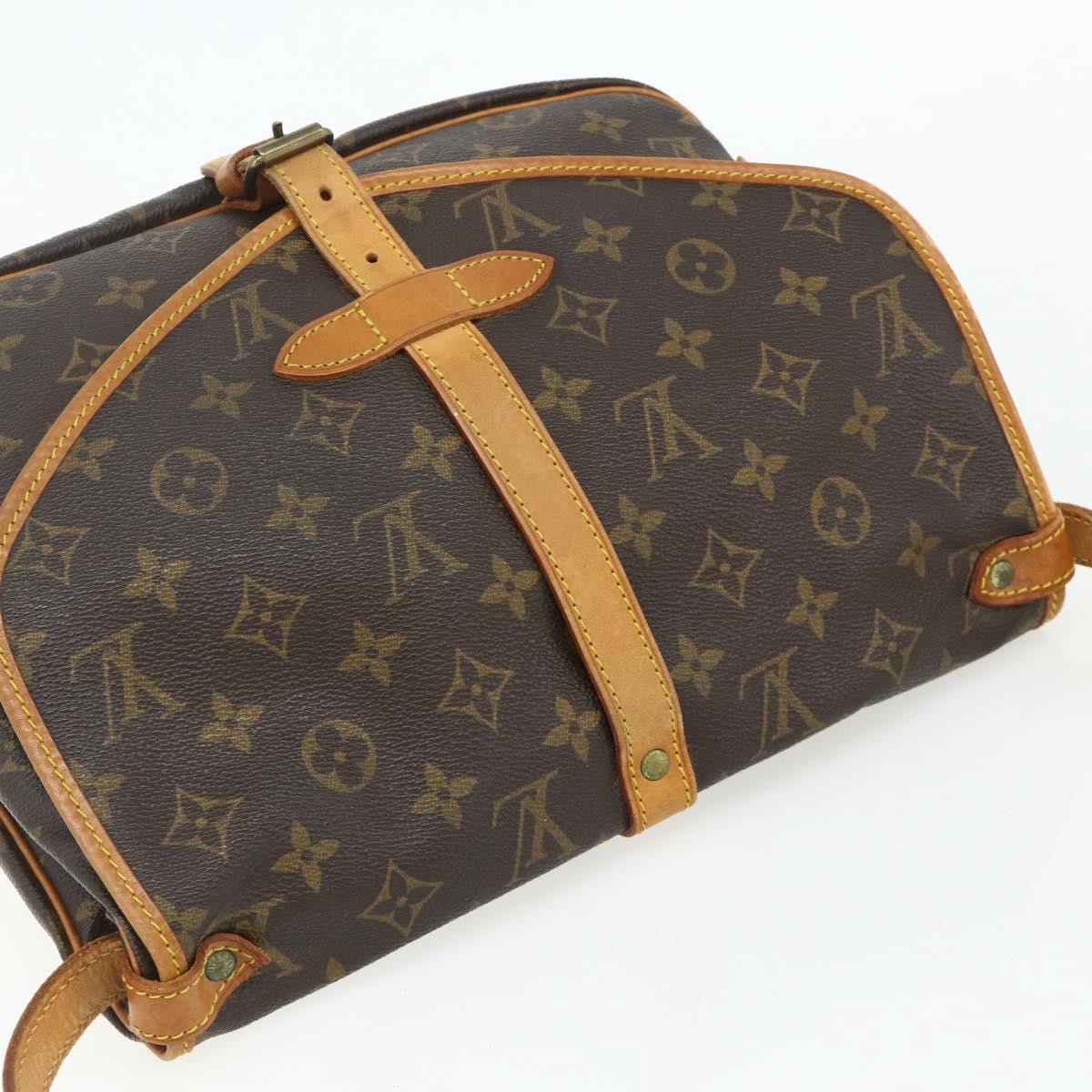 Louis Vuitton Saumur Handbag Monogram Canvas, Brown, Canvas, Shoulder Bag