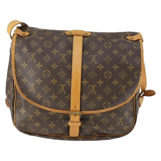 Louis Vuitton Saumur Handbag Monogram Canvas, BROWN, CANVAS, Shoulder bag