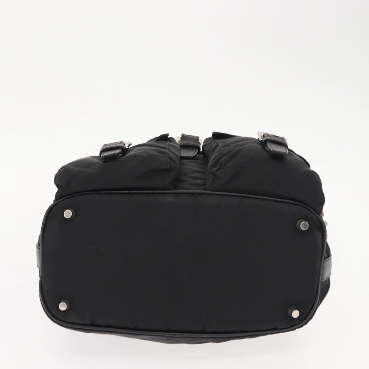 Prada Double Pocket Drawstring Shoulder Bag Tessuto, Black, Nylon, Shoulder Bag