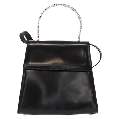 Salvatore Ferragamo Gancini handbag Leather, BLACK, LEATHER, Handbag
