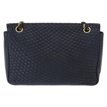 Bally Vintage Shoulder Bag Leather, NAVY, LEATHER, Shoulder bag