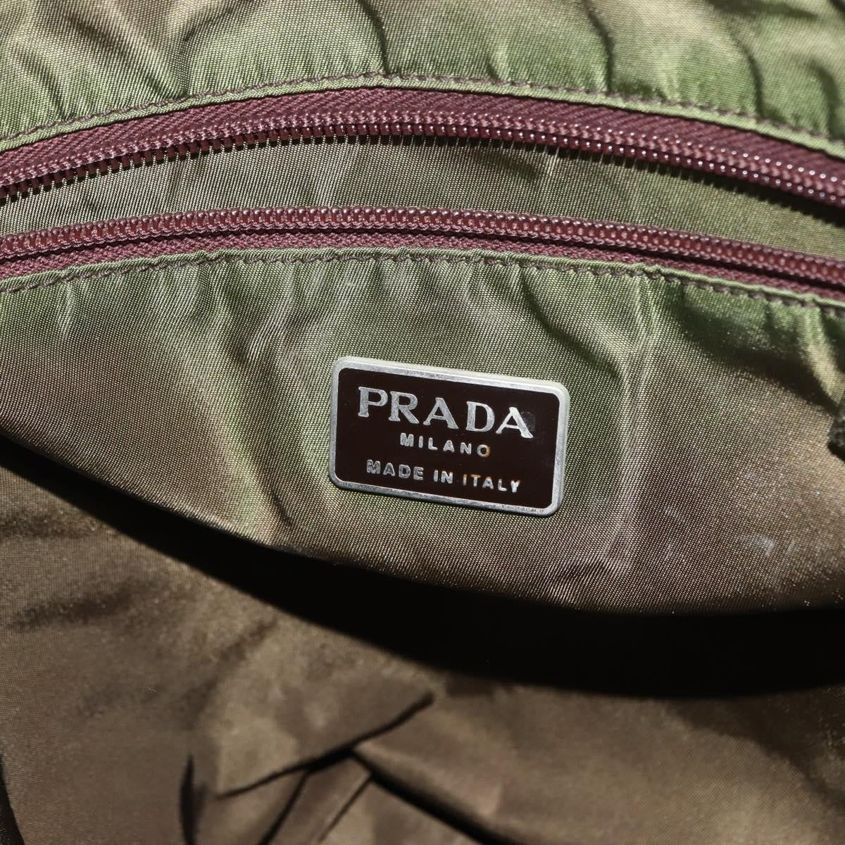 Prada Resin Handle Tote Tessuto, Khaki, Nylon, Tote Bag