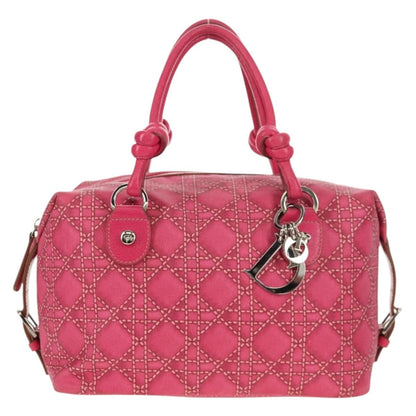 Christian Dior Cannage Handbag Canvas, PINK, CANVAS, Handbag