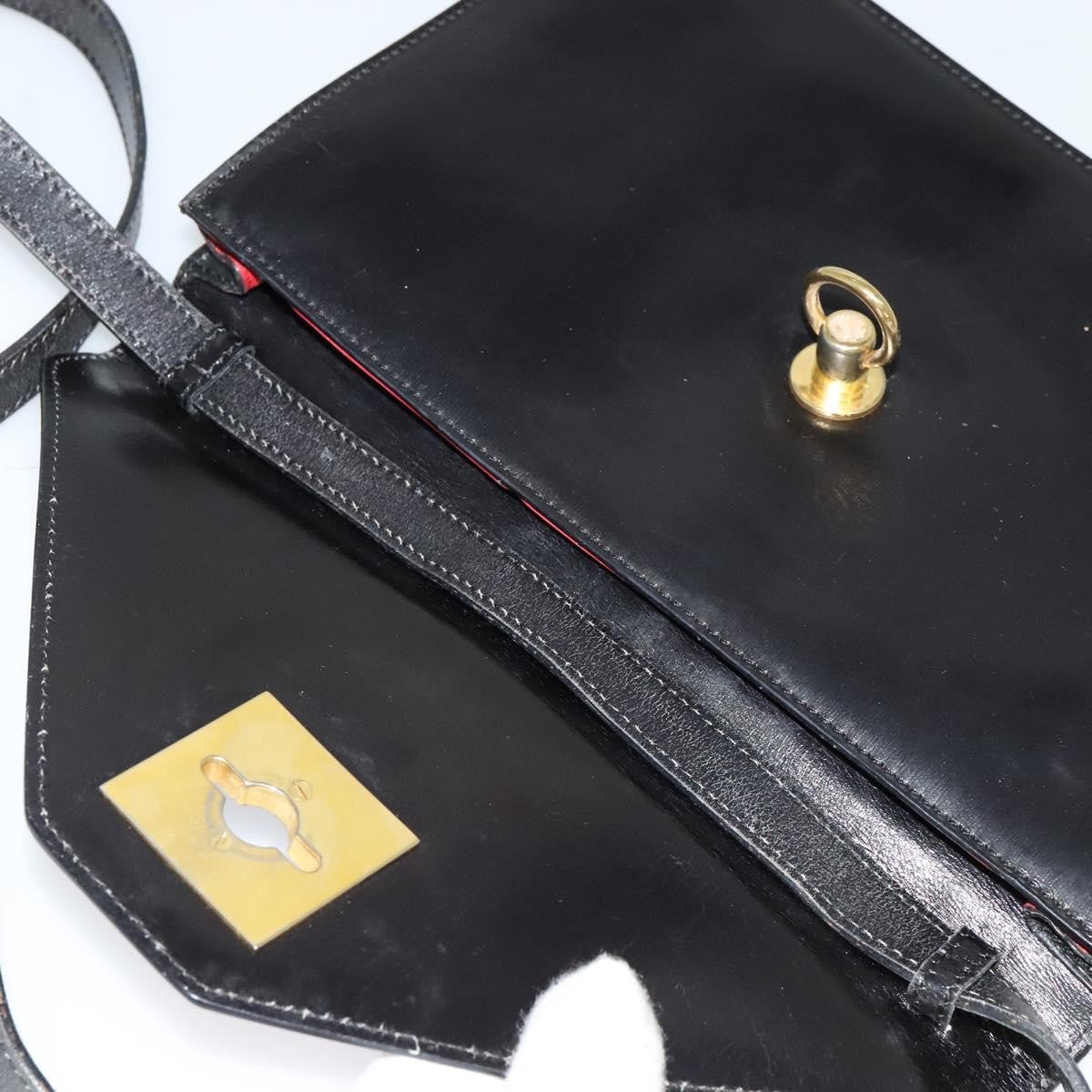 Celine Envelope Shoulder Bag Leather, BLACK, LEATHER, Shoulder bag