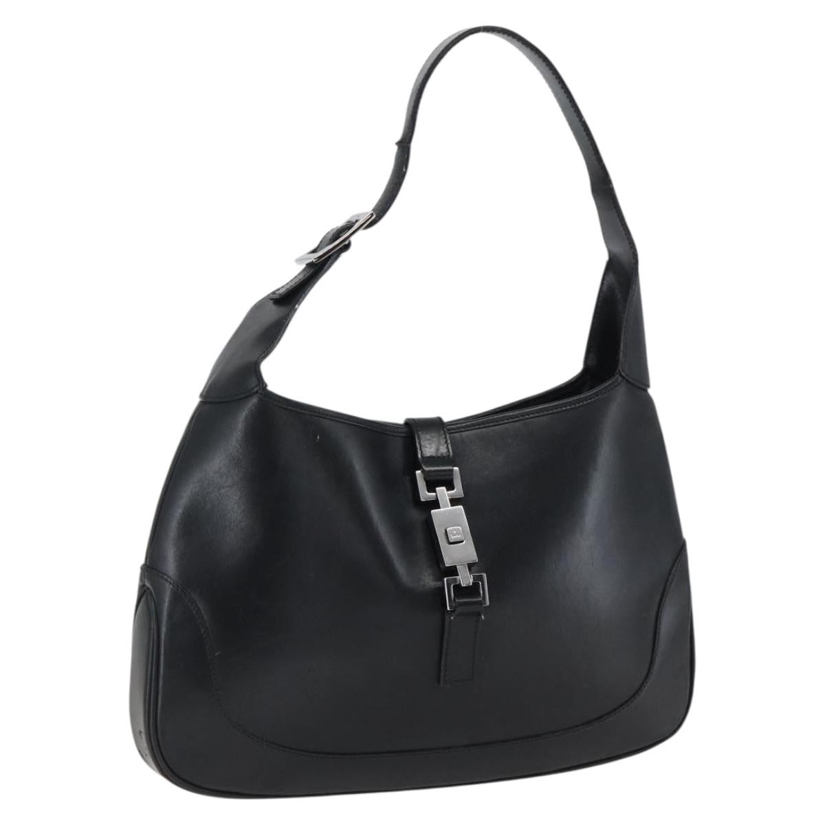 Gucci Jackie O Bouvier Hobo Leather, BLACK, LEATHER, Shoulder bag