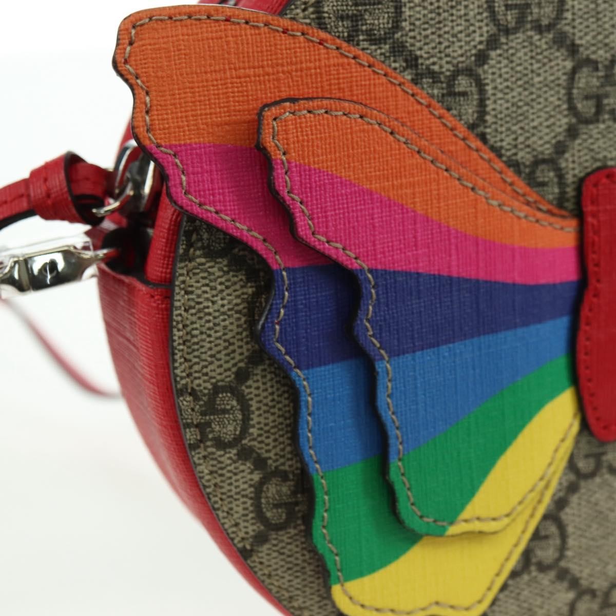 Gucci Kids GG Supreme Rainbow Butterfly shoulder bag GG canvas, Beige, PVC, Shoulder Bag