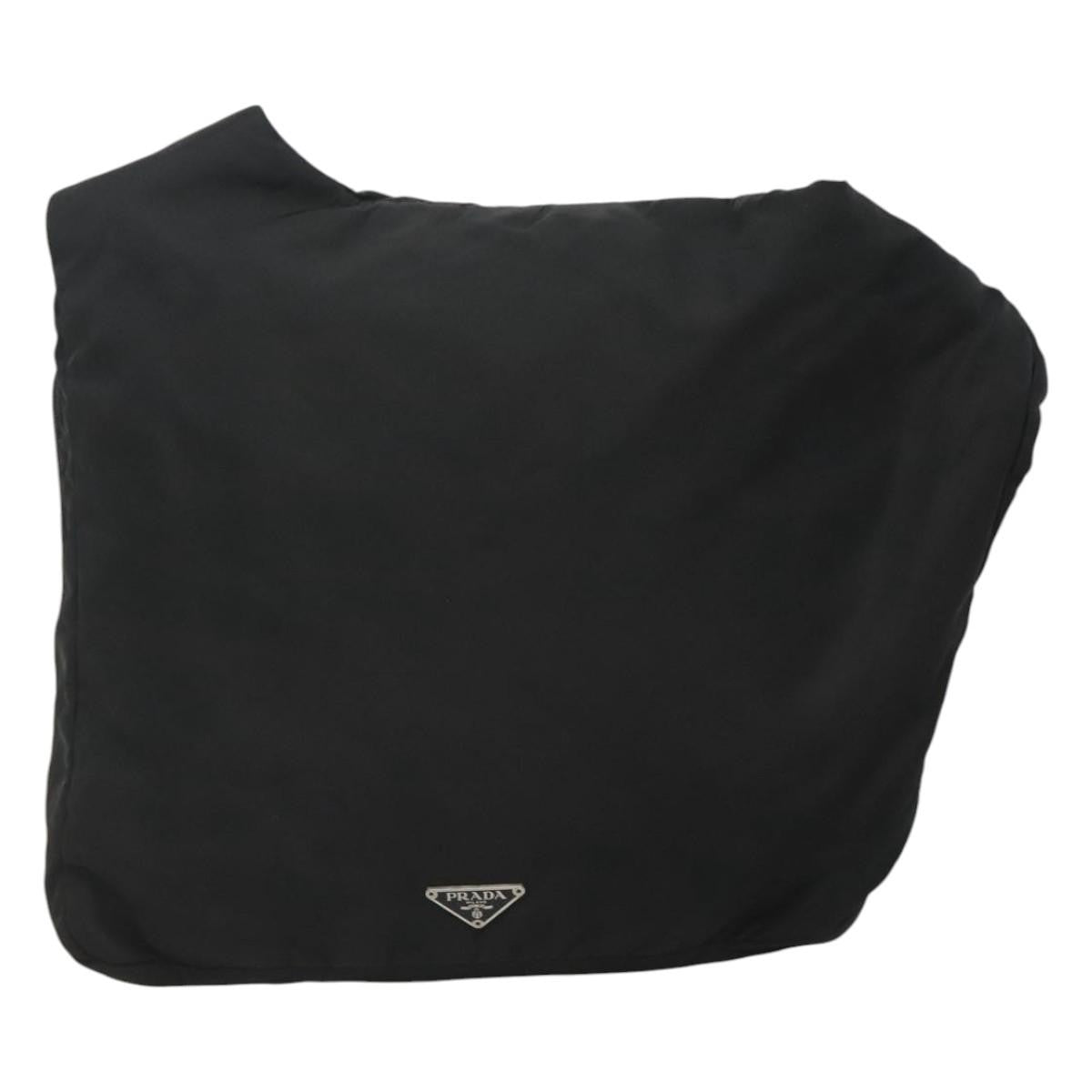 Prada Vintage Flap Messenger Bag Tessuto, BLACK, NYLON, Shoulder bag