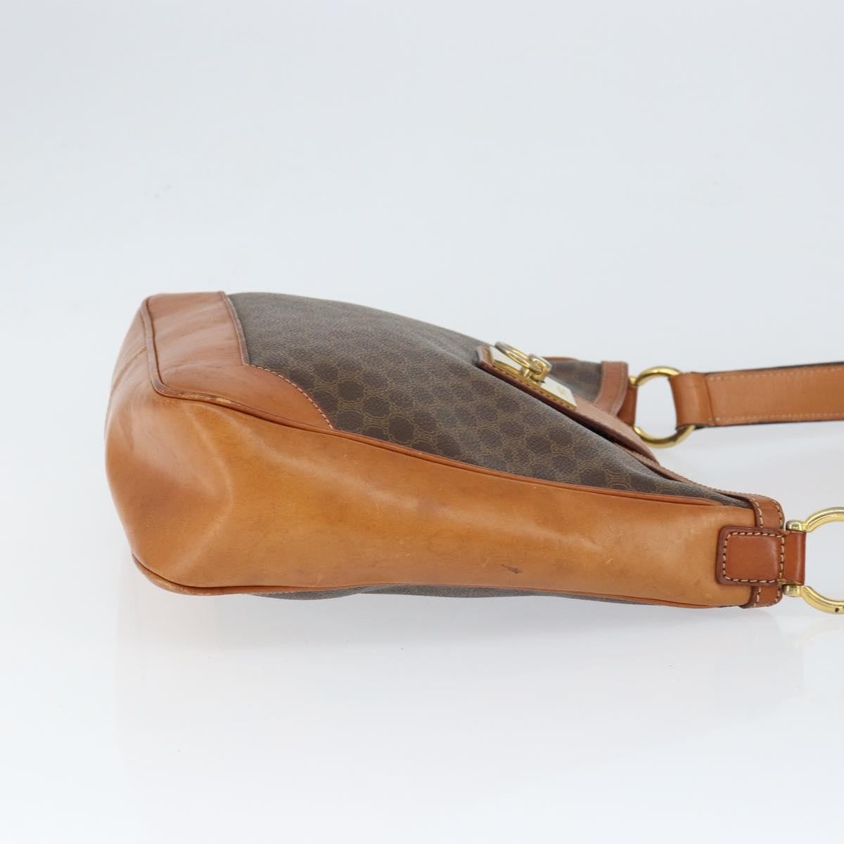 Celine Vintage Macadam Shoulder Bag Canvas and Leather, BROWN, CANVAS, Shoulder bag