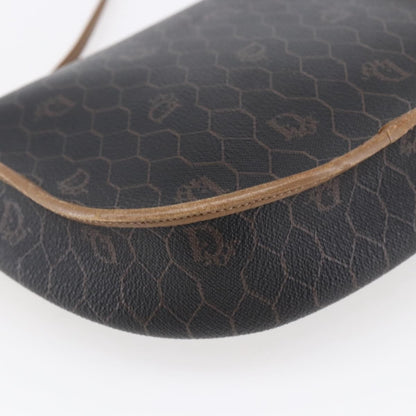 Christian Dior Vintage Honeycomb Flap Crossbody Bag Canvas and Leather, BLACK, CANVAS, Shoulder bag