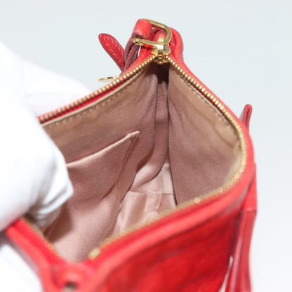 Miu Miu Zip Wristlet Pouch Leather, RED, LEATHER, Clutche & pouche
