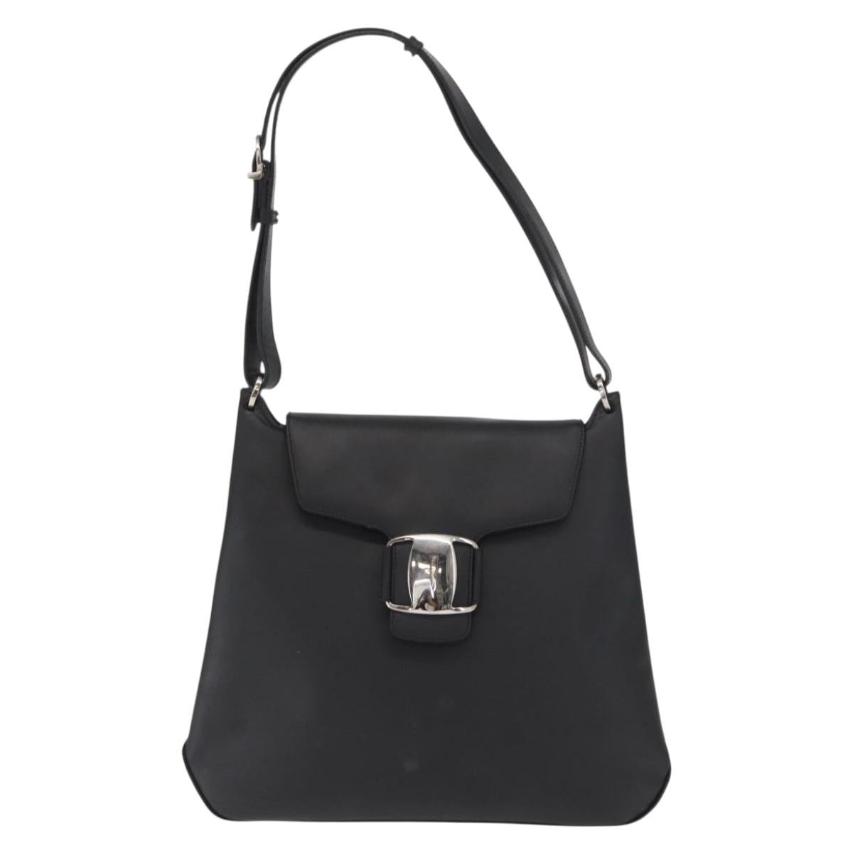 Salvatore Ferragamo Vala Shoulder Bag Leather, BLACK, LEATHER, Shoulder bag