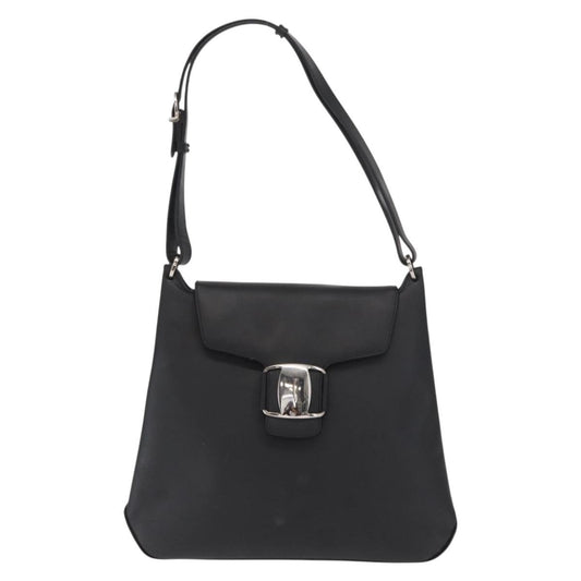 Salvatore Ferragamo Vala Shoulder Bag Leather, BLACK, LEATHER, Shoulder bag