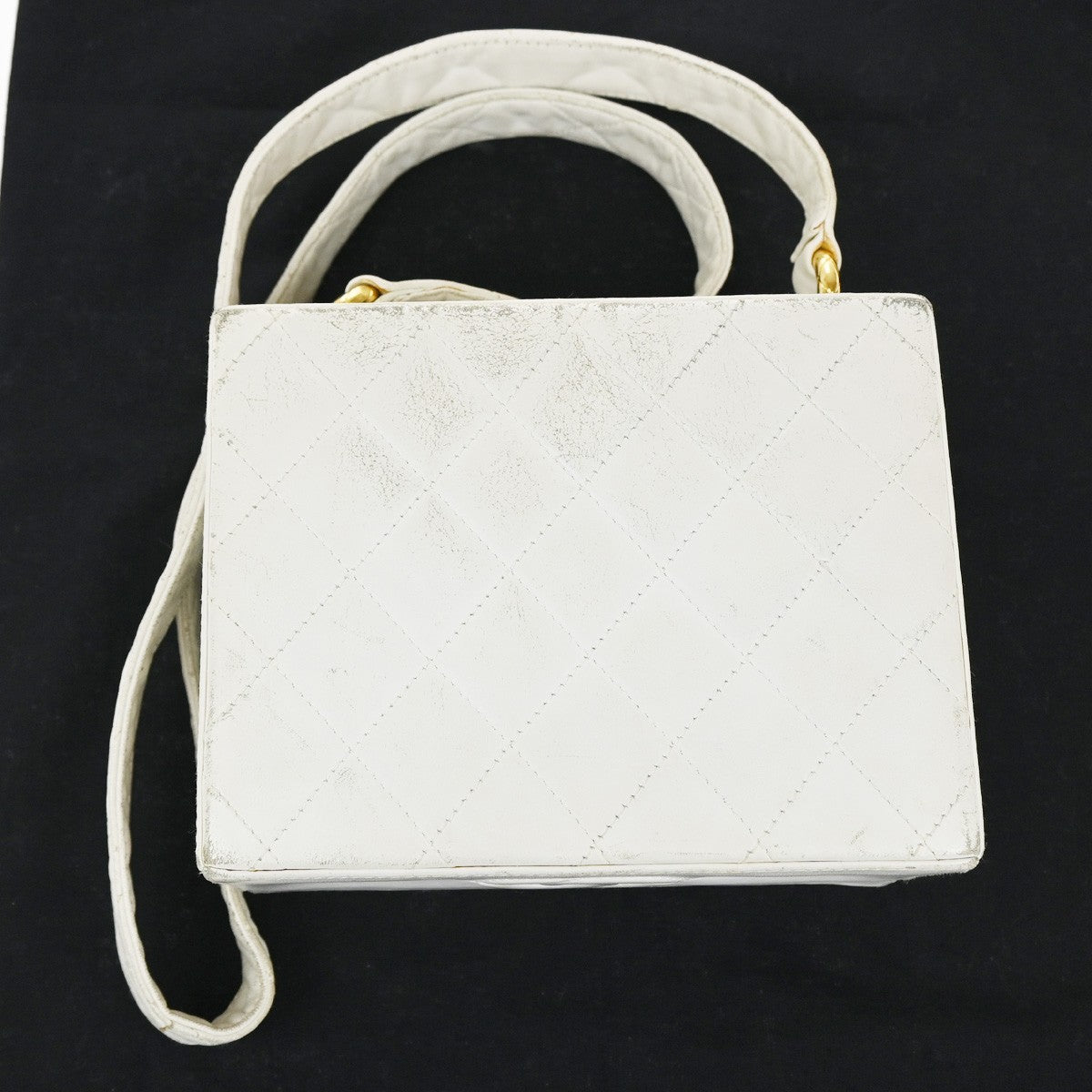 Chanel CC Logo Chain Handbag Canvas and Leather, ECRU, CALFSKIN, Handbag