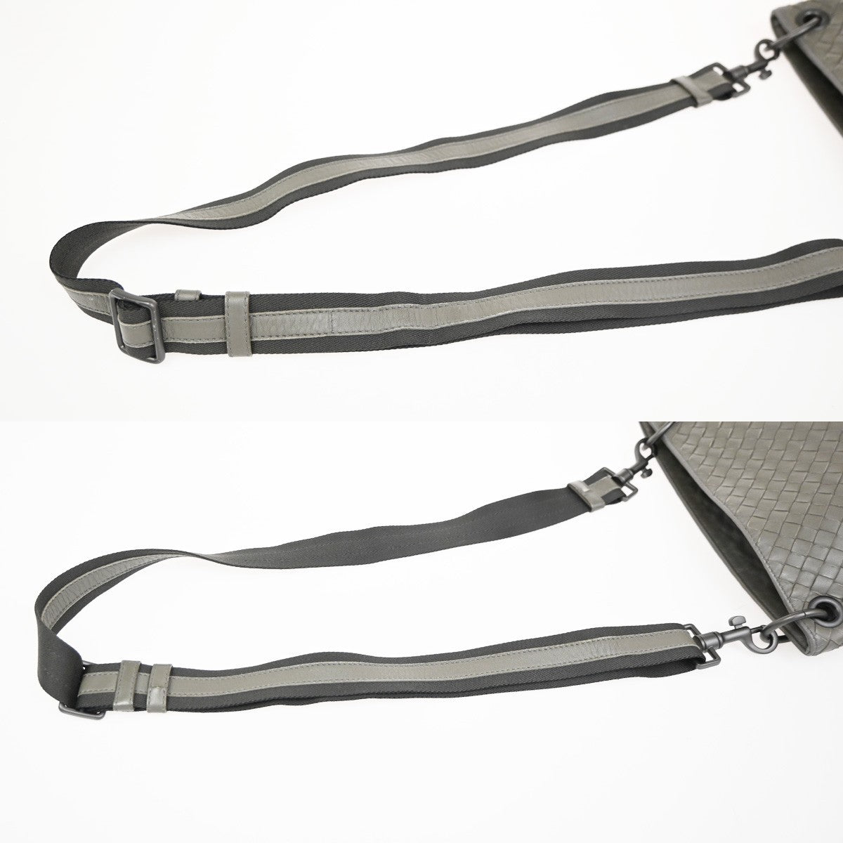 Bottega Veneta Flat Messenger Bag Intrecciato Nappa, GRAY, LEATHER, Shoulder bag