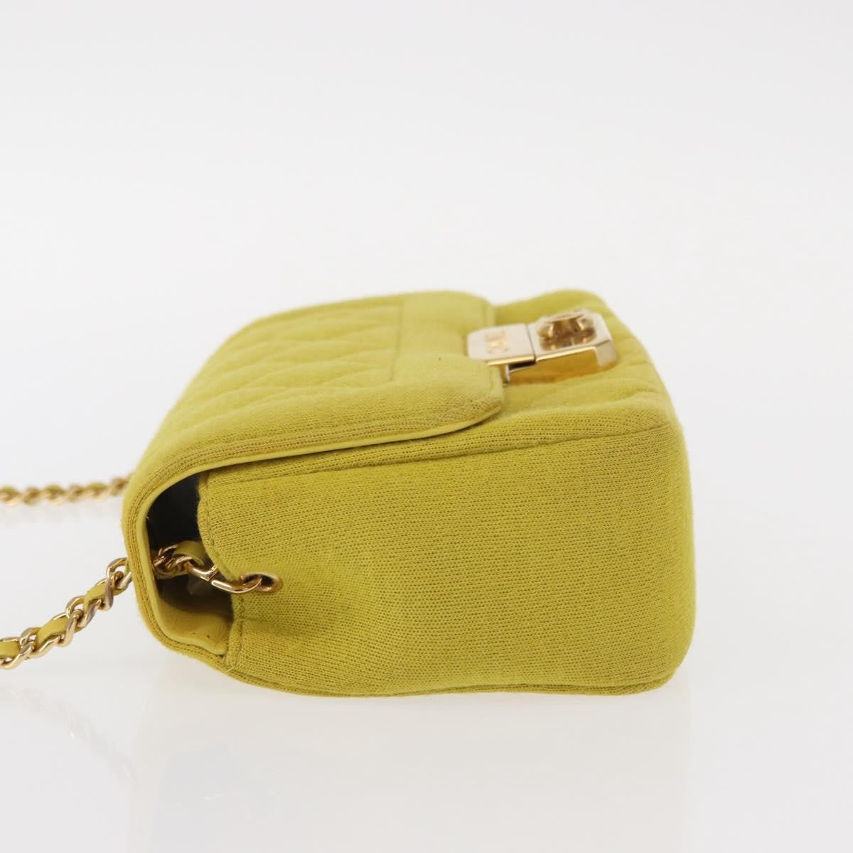 Chanel Chic With Me Flap Bag Quilted Jersey, YELLOW, COTTON, Shoulder bag