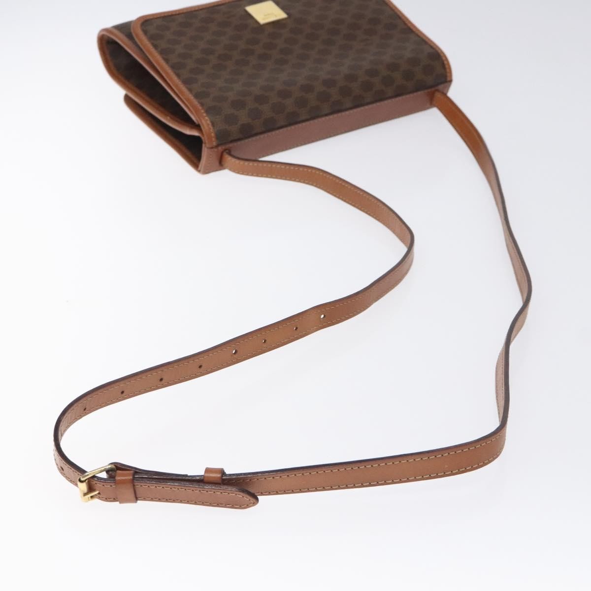 Celine Vintage Macadam Shoulder Bag Canvas and Leather, Brown, Canvas, Shoulder Bag