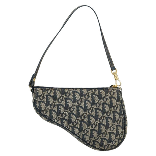 Christian Dior Vintage Saddle Bag Diorissimo Canvas, NAVY, CANVAS, Clutche & pouche