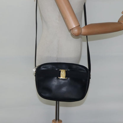 Salvatore Ferragamo Vala Shoulder Bag Leather, NAVY, LEATHER, Shoulder bag
