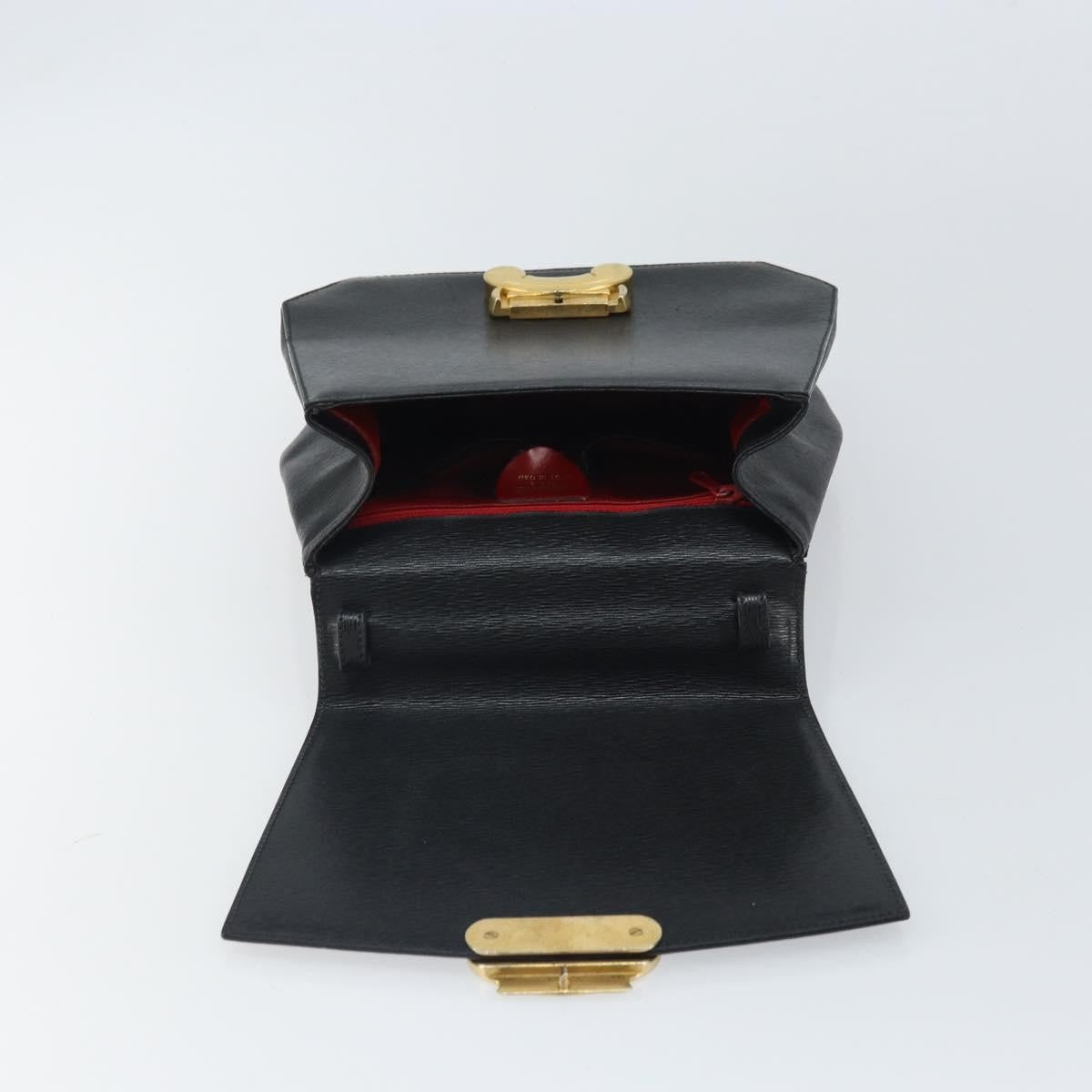 Celine Vintage Triomphe Flap Bag Leather, BLACK, LEATHER, Handbag