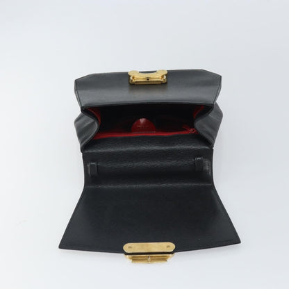 Celine Vintage Triomphe Flap Bag Leather, BLACK, LEATHER, Handbag