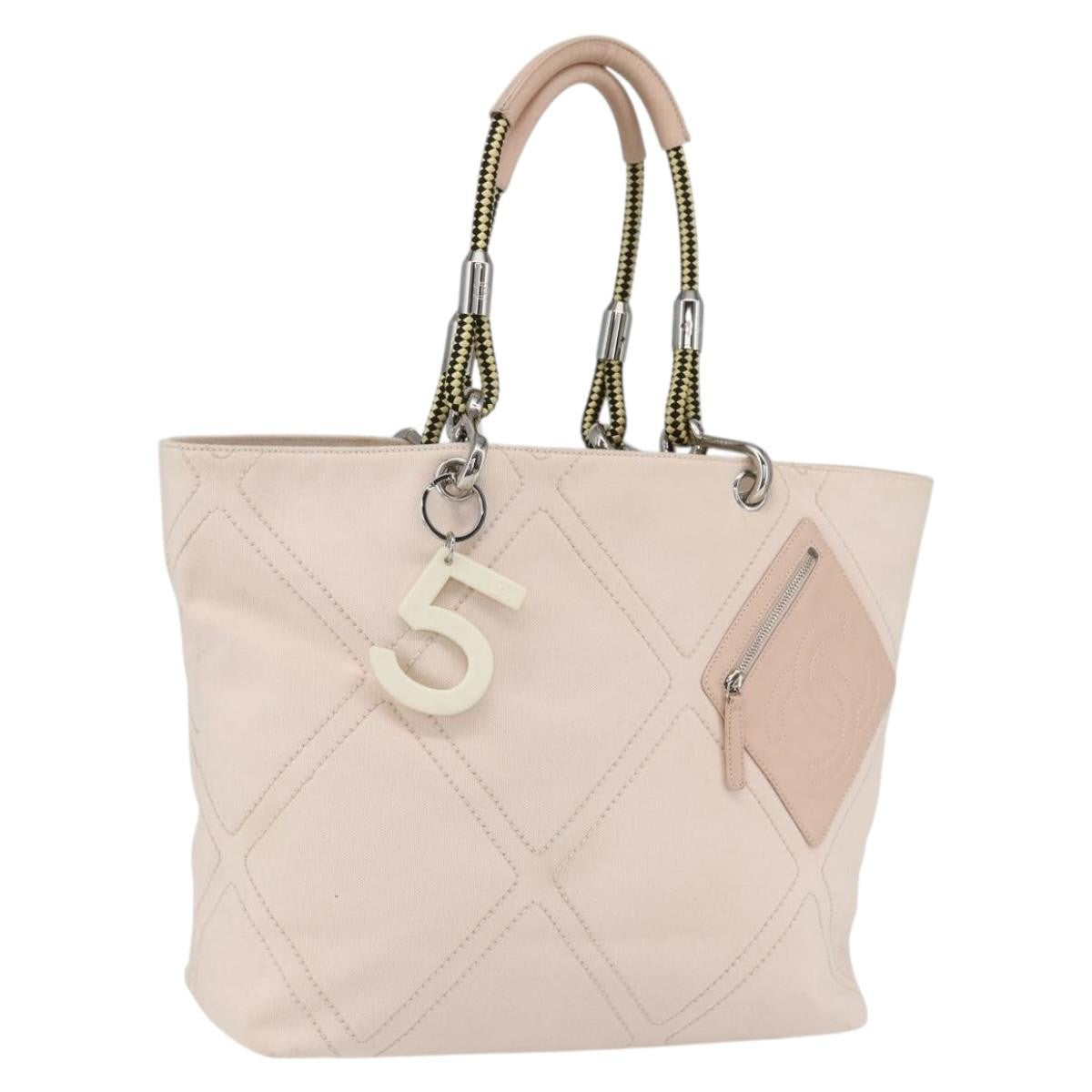 Chanel Vintage Cruise Line No.5 Tote Quilted Canvas, PINK, CANVAS, Tote bag