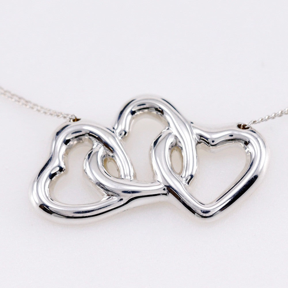 Tiffany & Co. Triple Heart Pendant Necklace Sterling Silver, SILVER, SILVER, Necklace